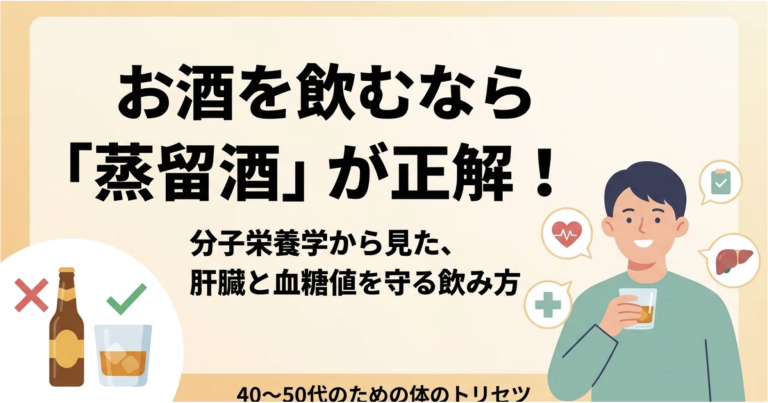お酒を飲むなら「醸造酒」より「蒸留酒」が正解！分子栄養学から見た、肝臓と血糖値を守るお酒の選び方