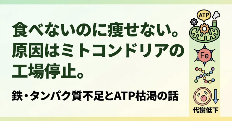 脂肪を燃やす工場が動いていない？大人の「痩せない」根本原因は、鉄・タンパク質不足によるATP枯渇